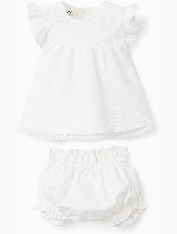 Blusa + cubrepañal de algodón con volantes