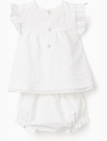 Blusa + cubrepañal de algodón con volantes