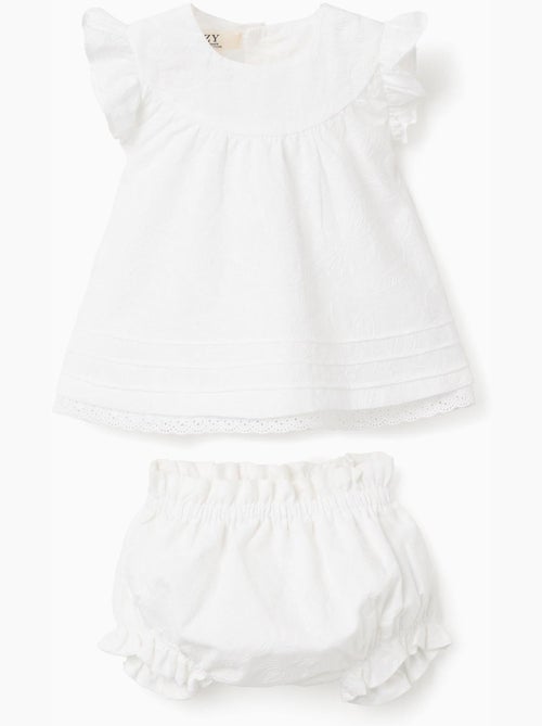 Blusa + cubrepañal de algodón con volantes - Kiabi