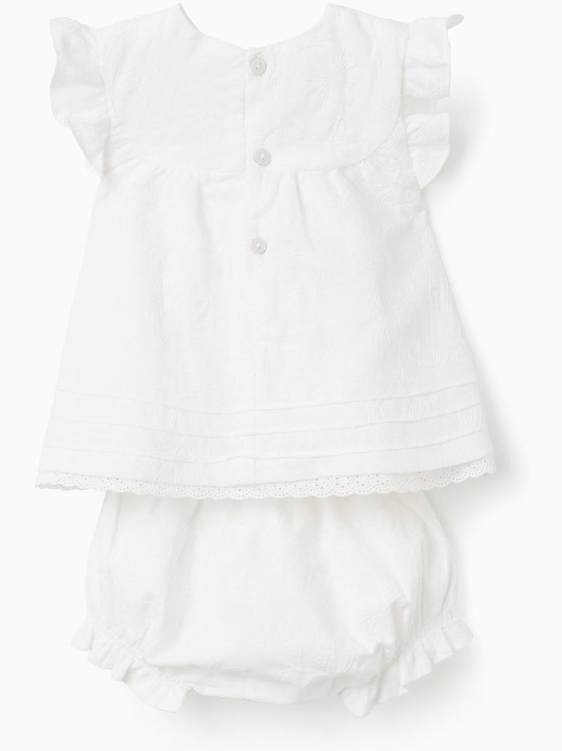 Blusa + cubrepañal de algodón con volantes Beige claro - Kiabi