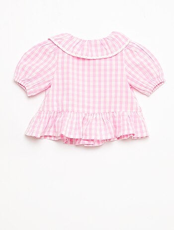 Blusa cuello Claudine con volantes