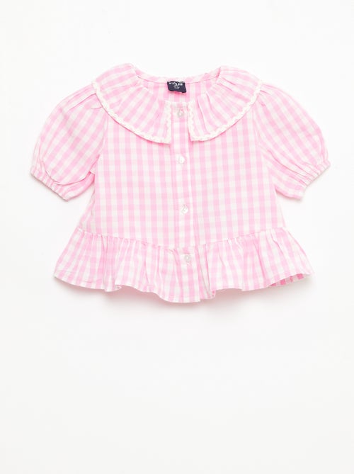 Blusa cuello Claudine con volantes - Kiabi