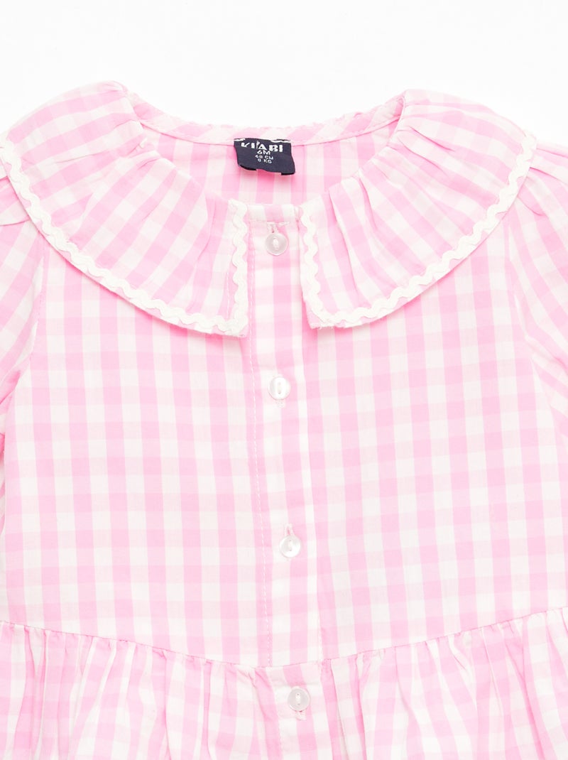 Blusa cuello Claudine con volantes Rosa - Kiabi