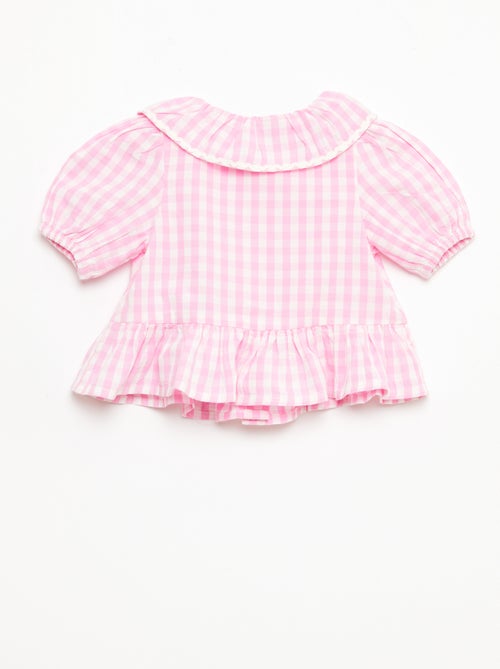 Blusa cuello Claudine con volantes - Kiabi