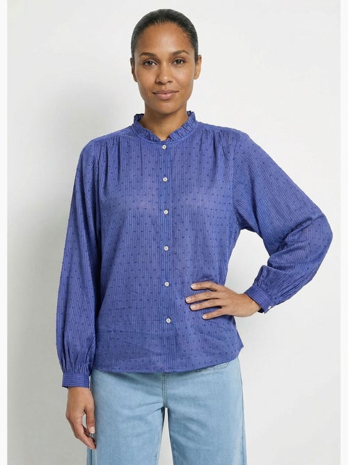 Blusa cuello volante algodón plumeti a rayas - Afibel - Kiabi Blusa cuello volante algodón plumeti a rayas - Afibel - Kiabi