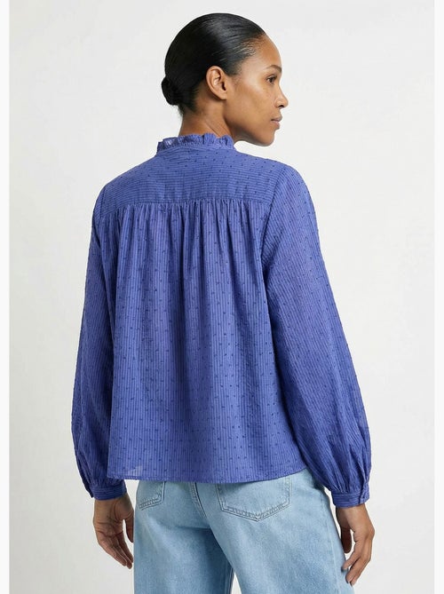 Blusa cuello volante algodón plumeti a rayas - Afibel - Kiabi Blusa cuello volante algodón plumeti a rayas - Afibel - Kiabi