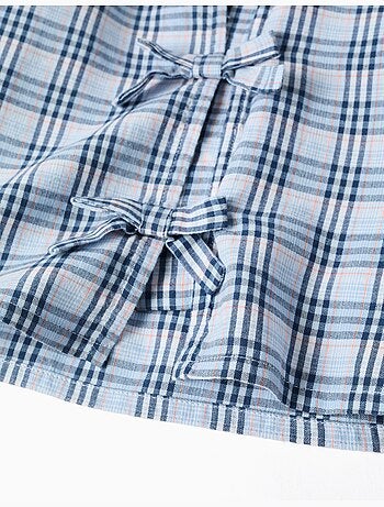 Blusa de algodón a cuadros con lazos decorativos B&S