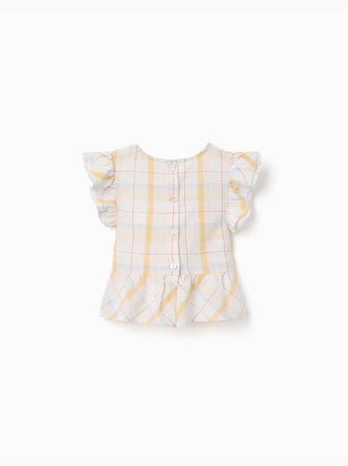 Blusa de algodón a cuadros con volantes B&S - Kiabi