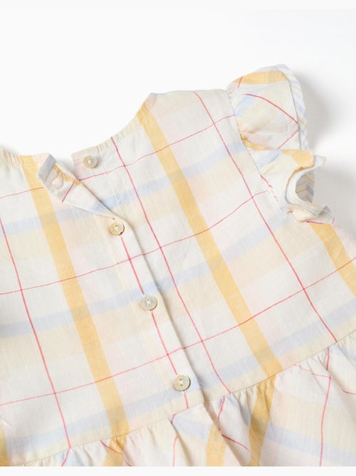 Blusa de algodón a cuadros con volantes B&S - Kiabi