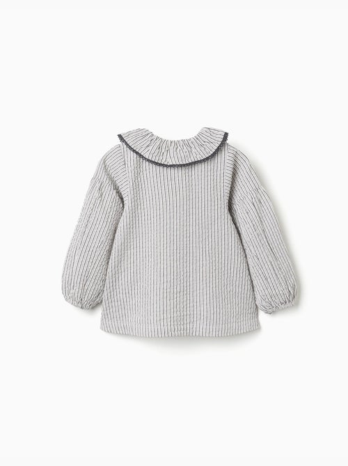 Blusa de algodón a rayas con volantes B&S - Kiabi