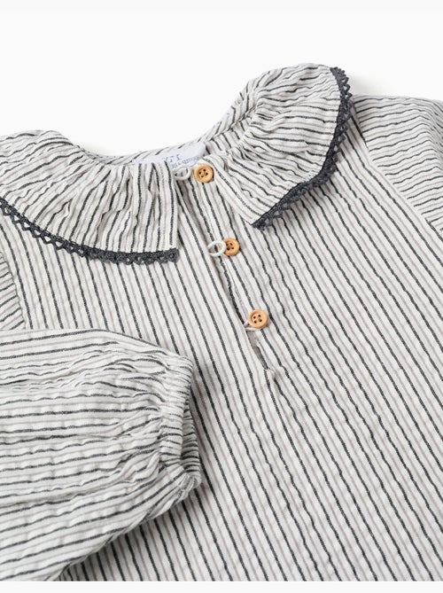 Blusa de algodón a rayas con volantes B&S - Kiabi
