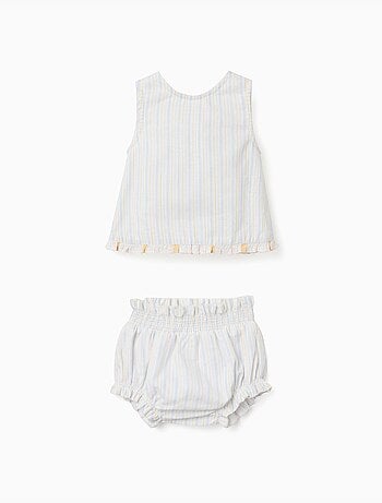Blusa de algodón a rayas + cubrepañal B&S