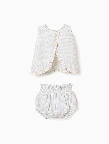 Blusa de algodón a rayas + cubrepañal B&S