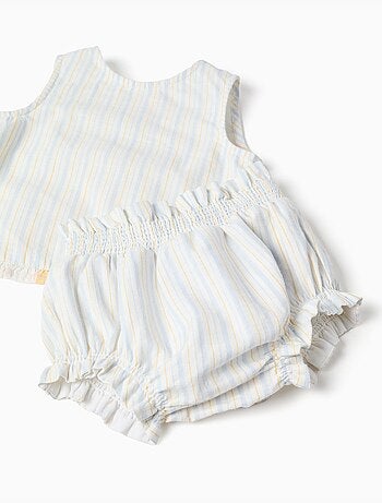 Blusa de algodón a rayas + cubrepañal B&S
