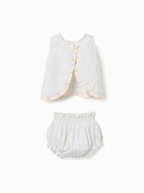 Blusa de algodón a rayas + cubrepañal B&S - Kiabi