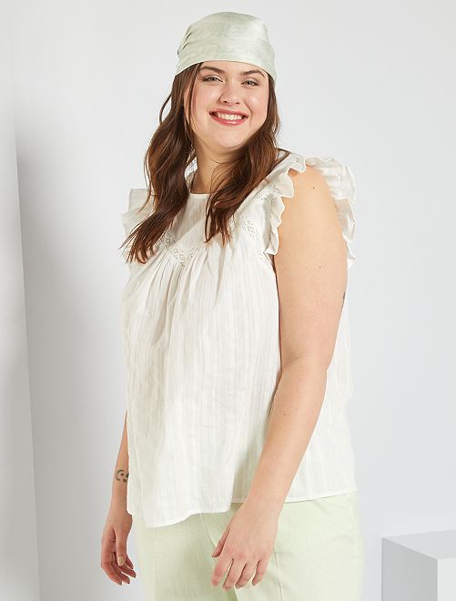 Blusa de algodón - blanco nieve - Kiabi - 15.00€