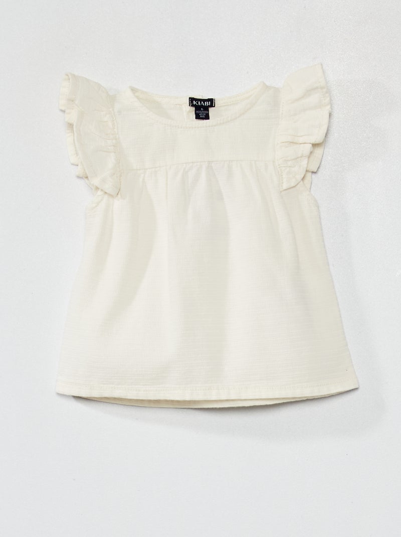 Blusa de algodón Blanco - Kiabi