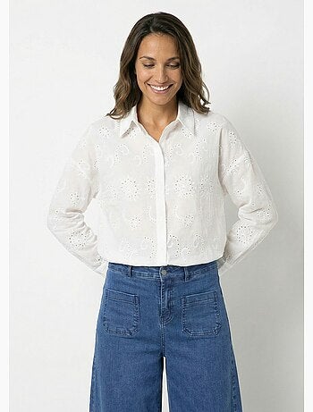 Blusa de algodón con bordado de ojales - AFIBEL