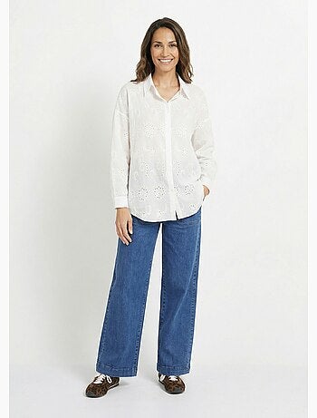 Blusa de algodón con bordado de ojales - AFIBEL