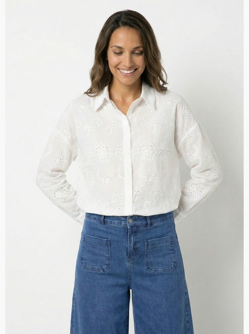 Blusa de algodón con bordado de ojales - AFIBEL - Kiabi