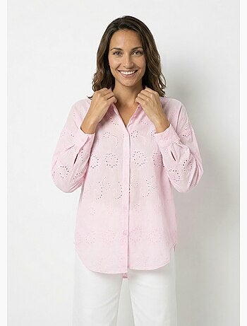 Blusa de algodón con bordado de ojales - AFIBEL