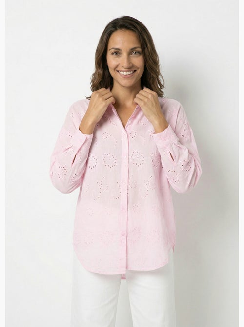 Blusa de algodón con bordado de ojales - AFIBEL - Kiabi
