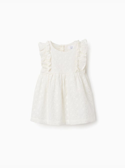 Blusa de algodón con bordado inglés y volantes - Kiabi