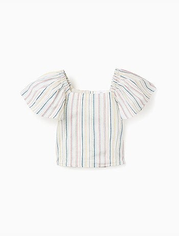 Blusa de algodón con rayas étnicas B&S