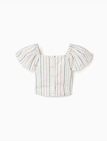 Blusa de algodón con rayas étnicas B&S
