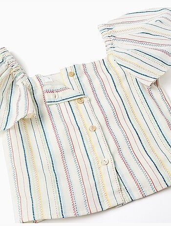 Blusa de algodón con rayas étnicas B&S
