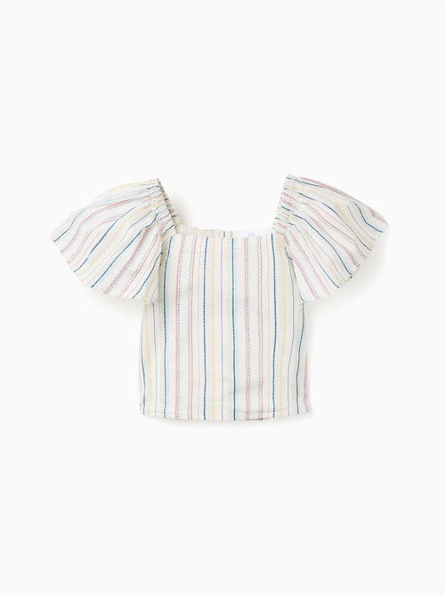 Blusa de algodón con rayas étnicas B&S - Kiabi