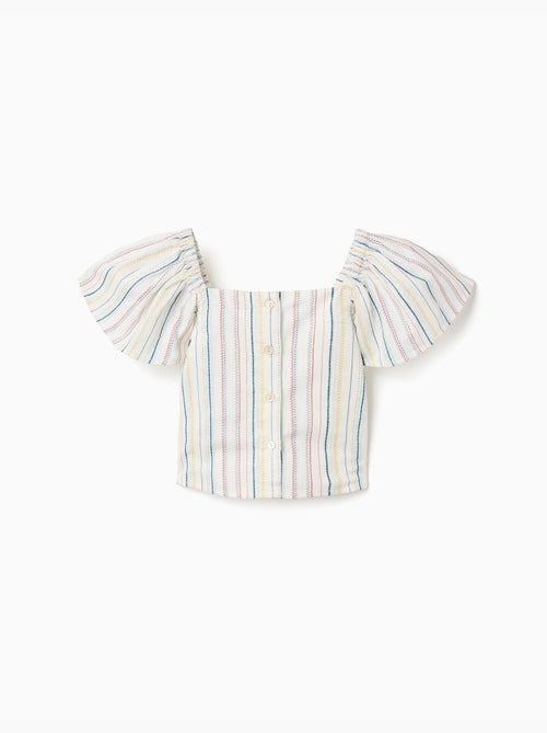 Blusa de algodón con rayas étnicas B&S - Kiabi