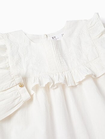 Blusa de algodón con volantes y bordados