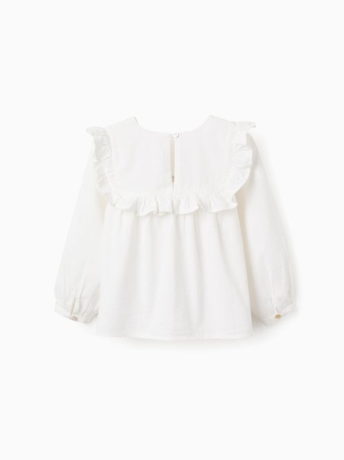 Blusa de algodón con volantes y bordados - Kiabi