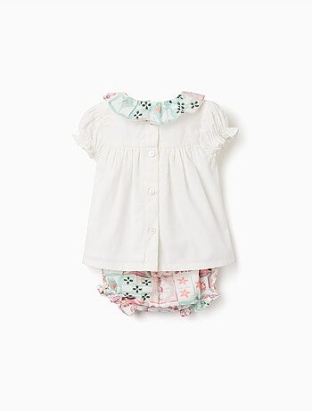 Blusa de algodón + cubrepañal con estampado de azulejos