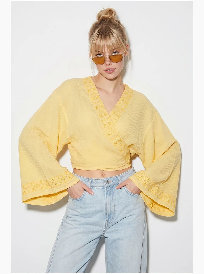 Blusa de algodón lucci Amarillo limón - Kiabi