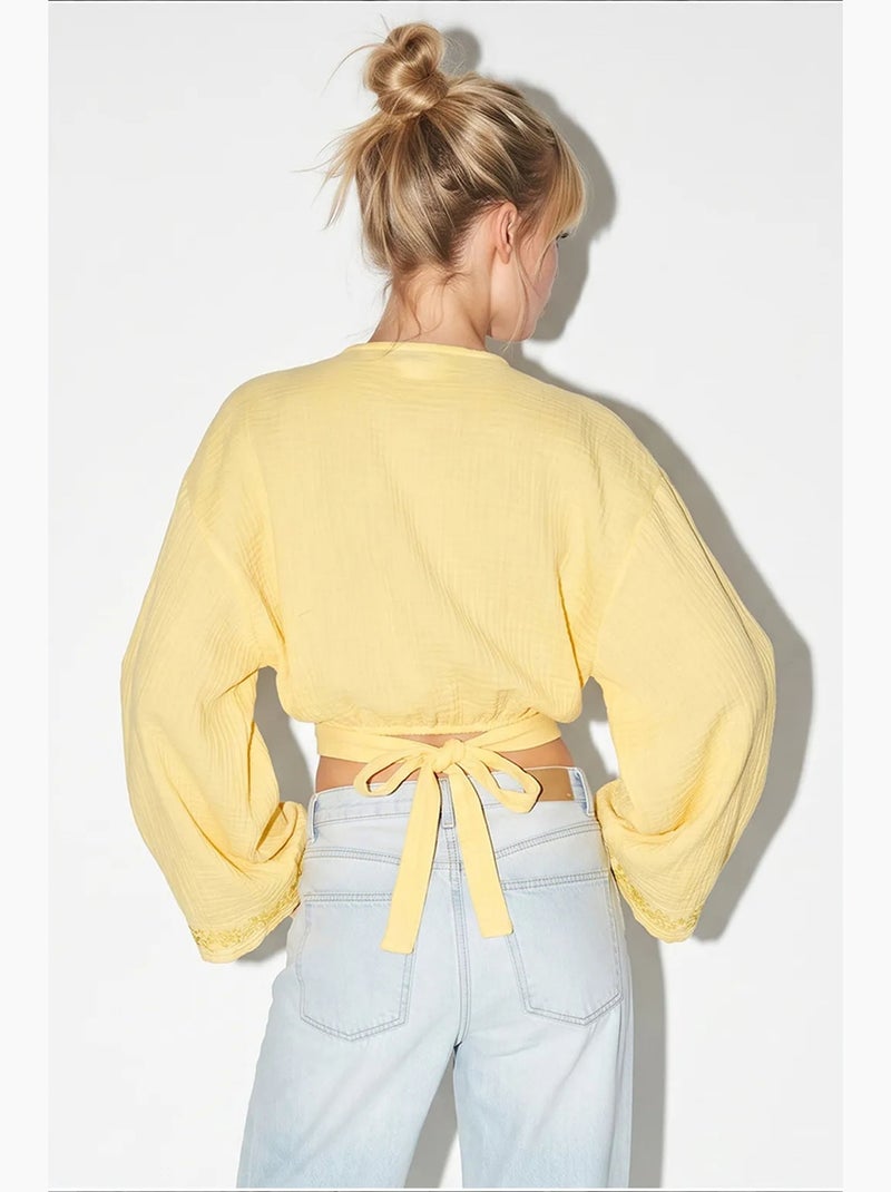 Blusa de algodón lucci Amarillo limón - Kiabi