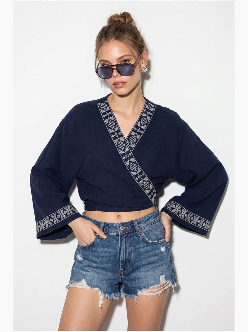 Blusa de algodón lucci Azul marino - Kiabi