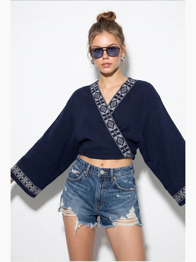 Blusa de algodón lucci Azul marino - Kiabi