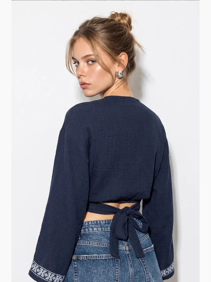 Blusa de algodón lucci Azul marino - Kiabi