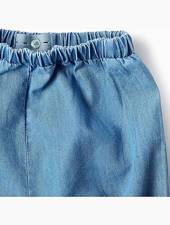 Blusa de algodón + shorts vaqueros con volantes