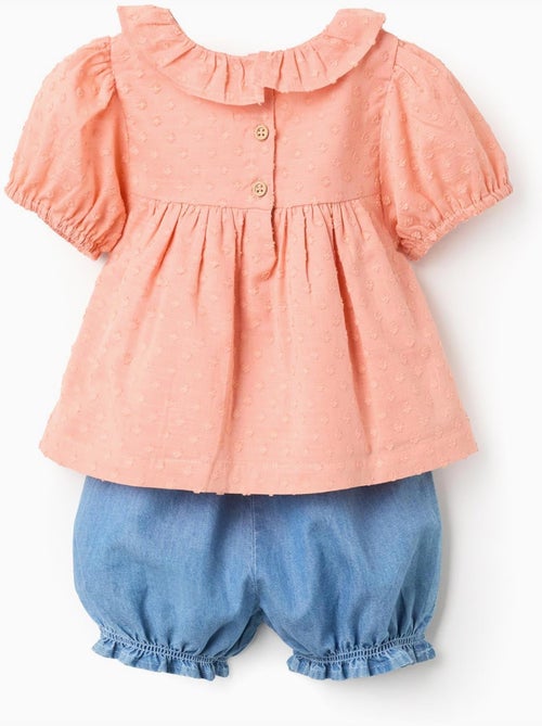 Blusa de algodón + shorts vaqueros con volantes - Kiabi