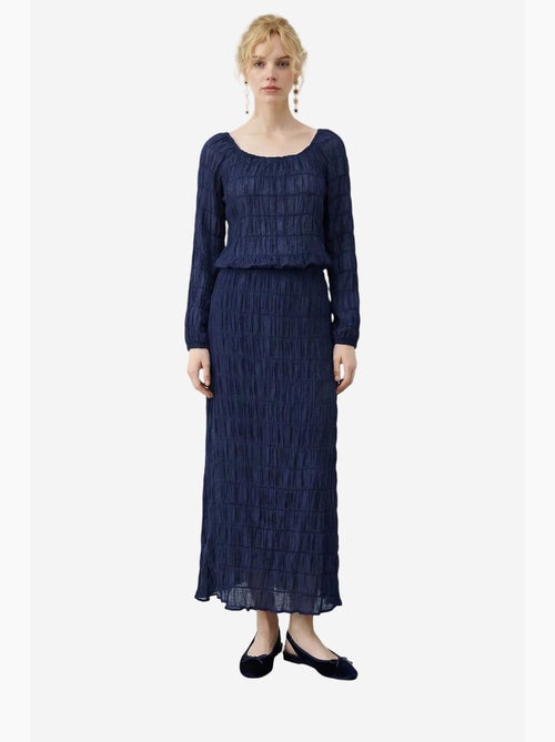 Blusa de algodón texturizado y conjunto de falda maxi lucci - Kiabi Blusa de algodón texturizado y conjunto de falda maxi lucci - Kiabi