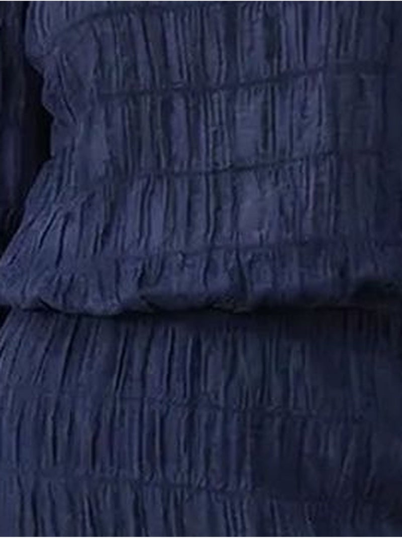 Blusa de algodón texturizado y conjunto de falda maxi lucci Azul marino - Kiabi