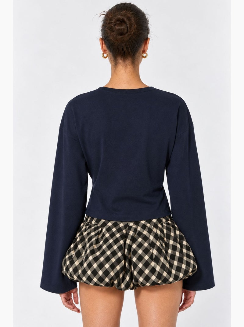 Blusa de algodón y elastano busem Azul marino - Kiabi