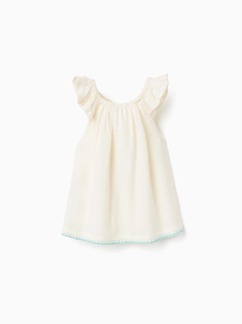 Blusa de algodón y lino con flores - Kiabi