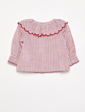 Blusa de batista de algodón con cuello Claudine