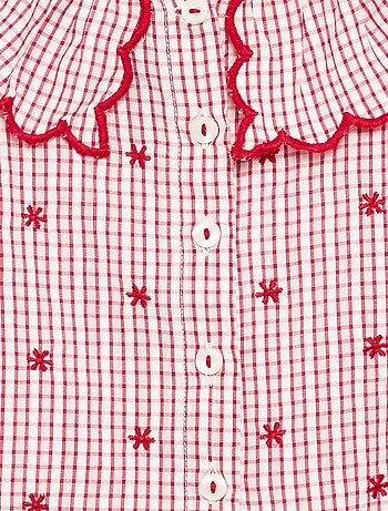 Blusa de batista de algodón con cuello Claudine