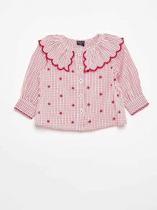 Blusa de batista de algodón con cuello Claudine - Kiabi