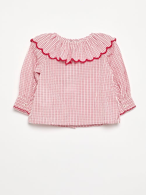 Blusa de batista de algodón con cuello Claudine - Kiabi